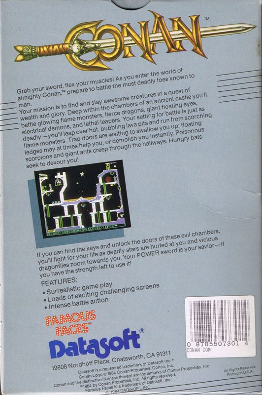 Back Cover for Conan (Commodore 64)