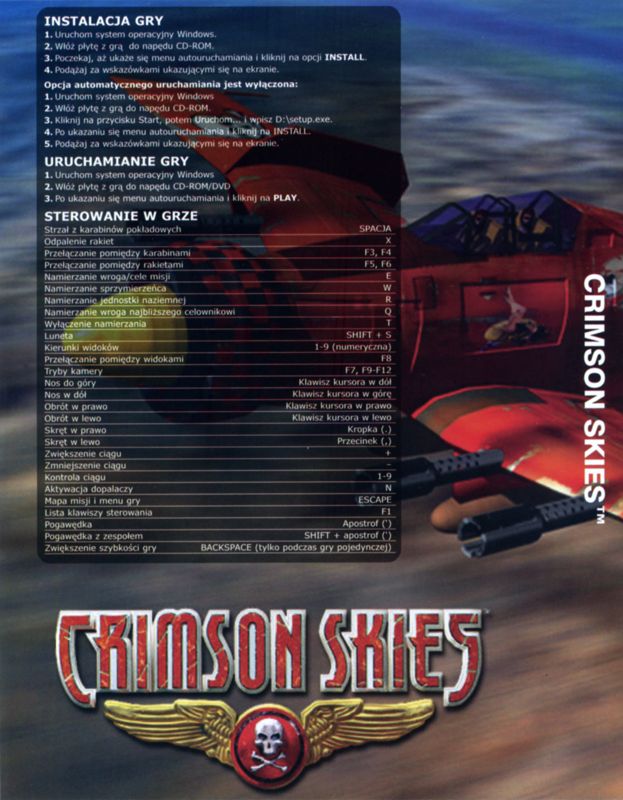 Inside Cover for Crimson Skies (Windows): Left