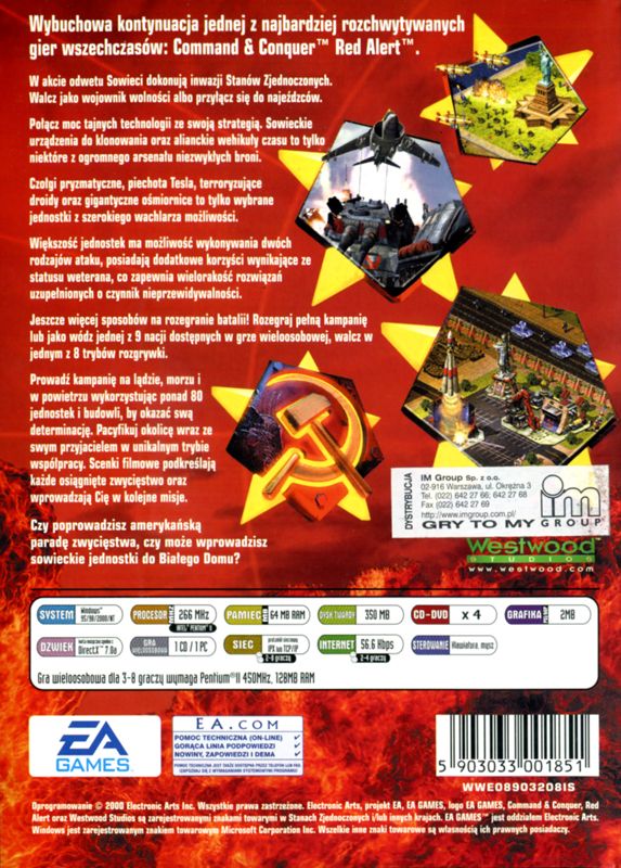 Back Cover for Command & Conquer: Red Alert 2 (Windows)