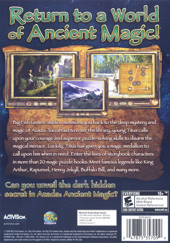 Back Cover for Azada: Ancient Magic (Windows)