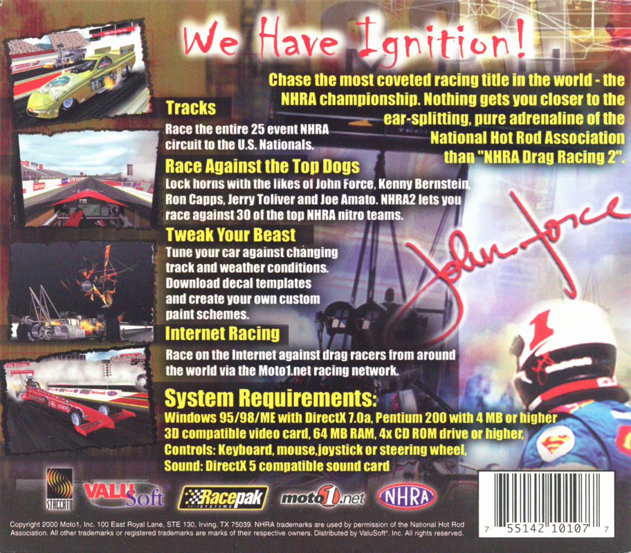 Back Cover for NHRA Drag Racing 2 (Windows)