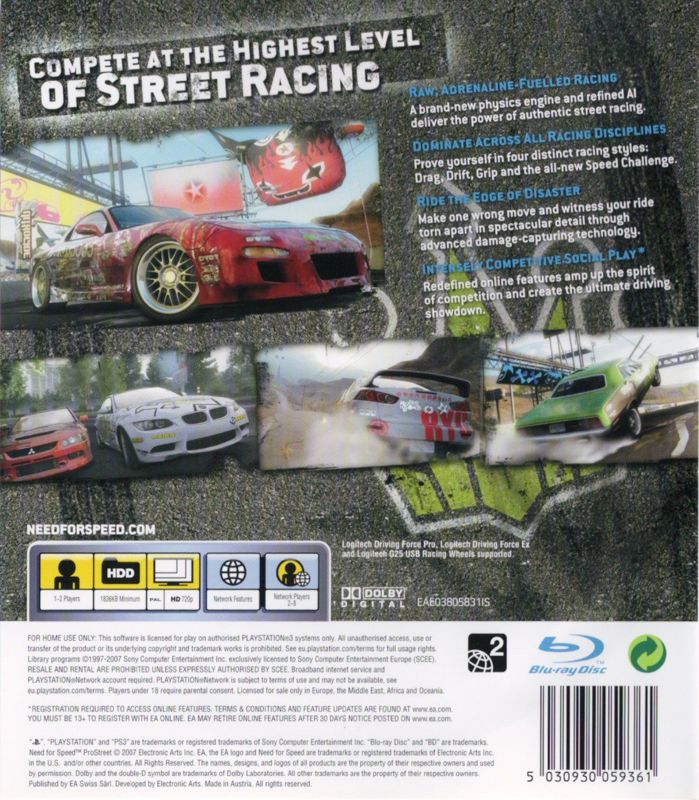 Need For Speed Prostreet Cover Or Packaging Material Mobygames