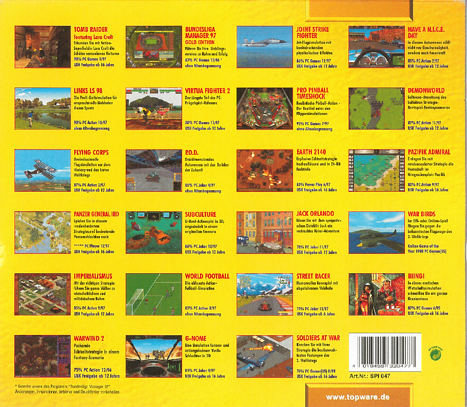 Back Cover for Gold Games 3 (DOS and Windows)