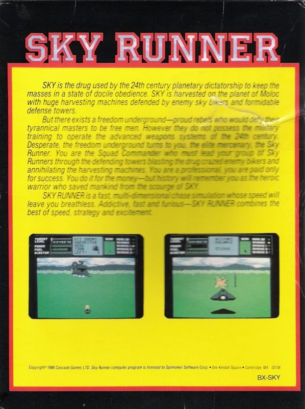 Back Cover for Sky Runner (DOS)