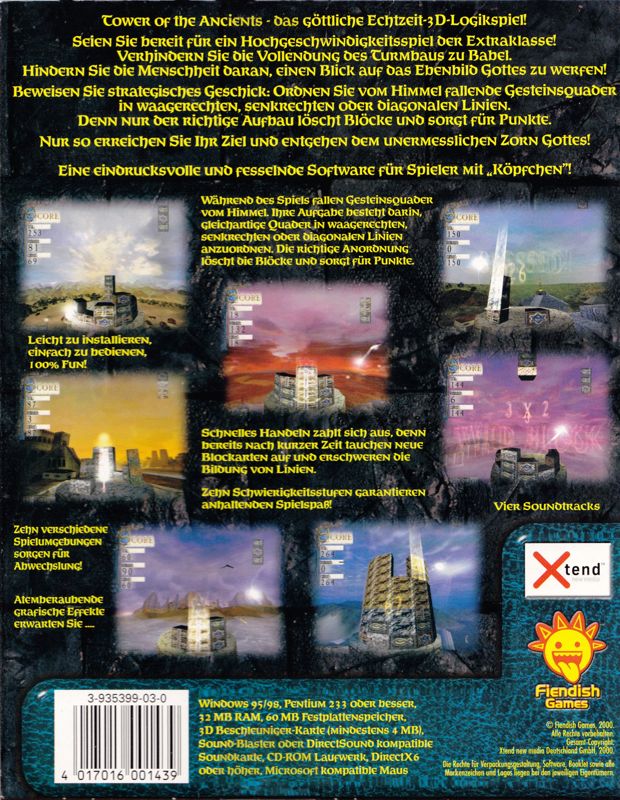 Back Cover for Tower of the Ancients (Windows)