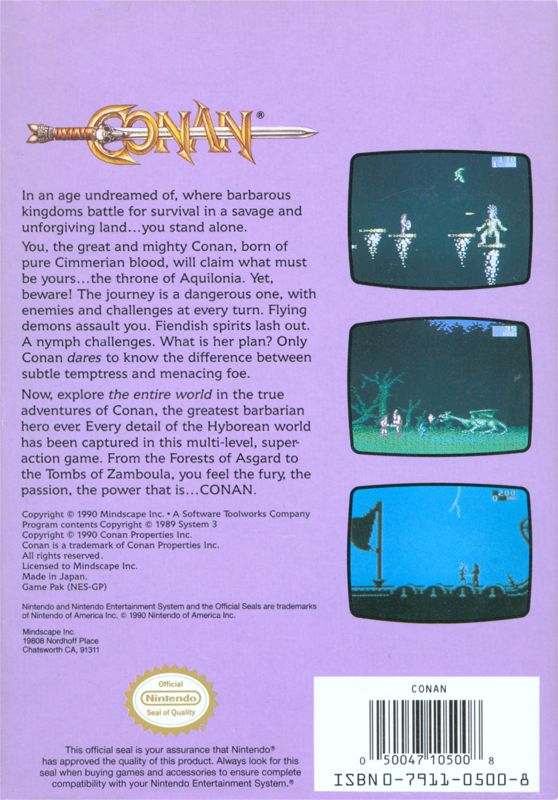 Back Cover for Myth: History in the Making (NES)