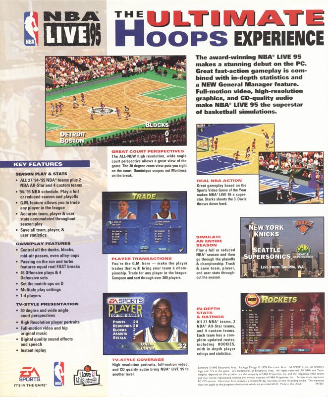 Back Cover for NBA Live 95 (DOS)