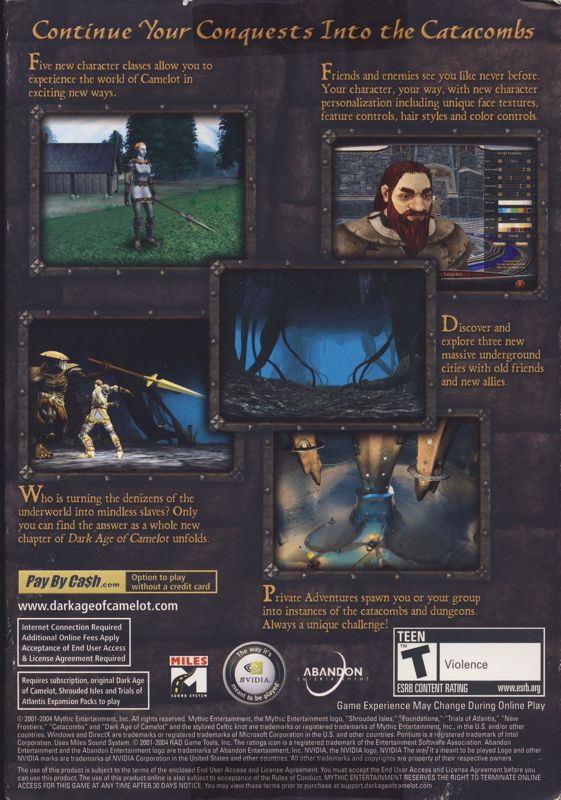 Back Cover for Dark Age of Camelot: Catacombs (Windows)