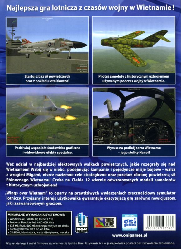 Back Cover for Wings over Vietnam (Windows)
