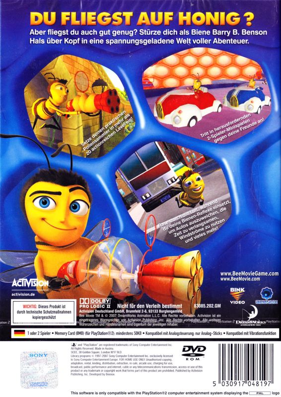 Back Cover for Bee Movie Game (PlayStation 2)