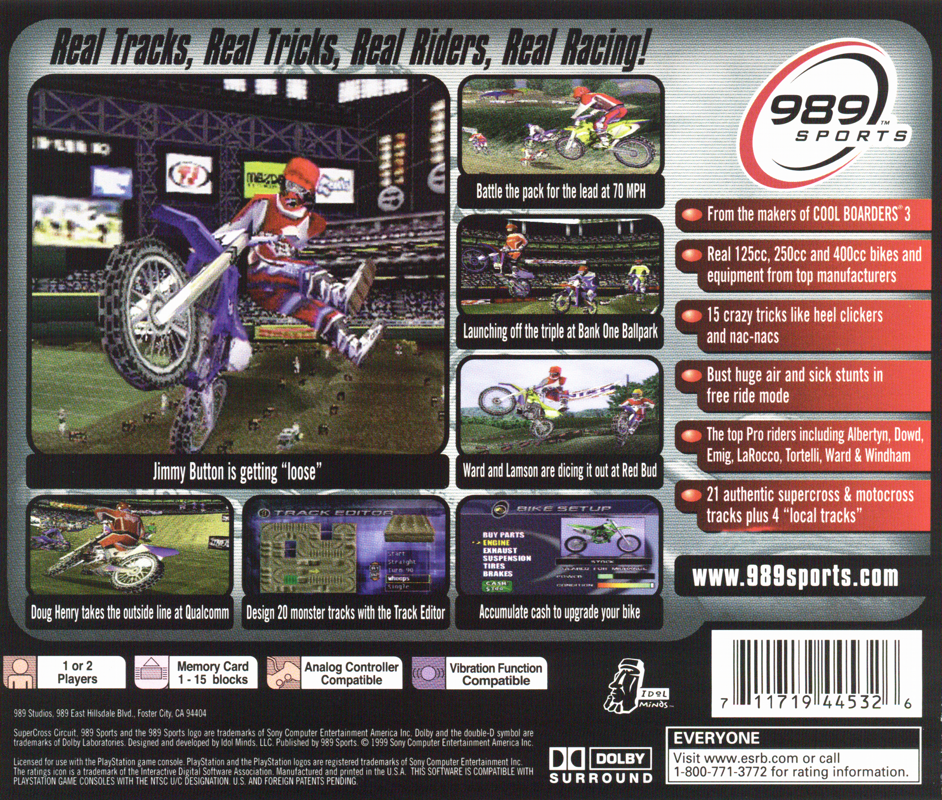 Back Cover for Supercross Circuit (PlayStation)