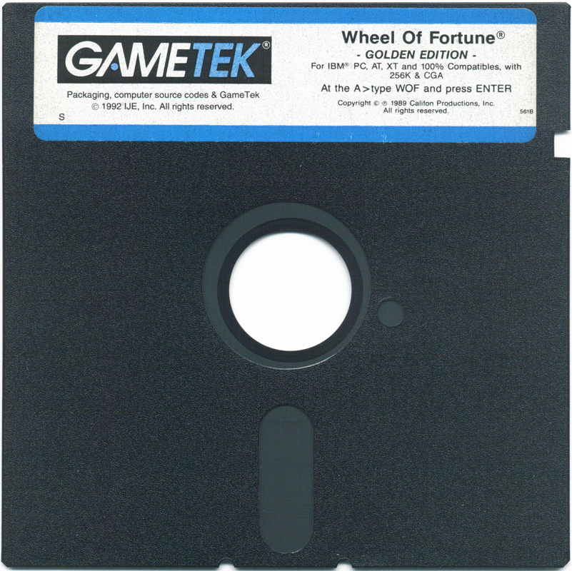 Media for Wheel of Fortune: Golden Edition (DOS): 5.25" Disk