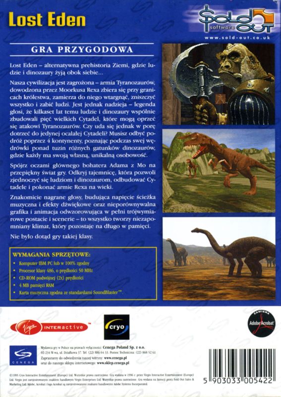 Back Cover for Lost Eden (DOS) (Kolekcja Klasyki Komputerowej Sold Out release)