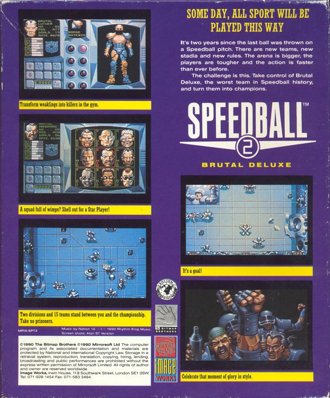 Back Cover for Speedball 2: Brutal Deluxe (Atari ST)