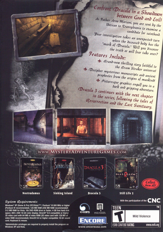 Back Cover for Dracula 3: The Path of the Dragon (Windows)