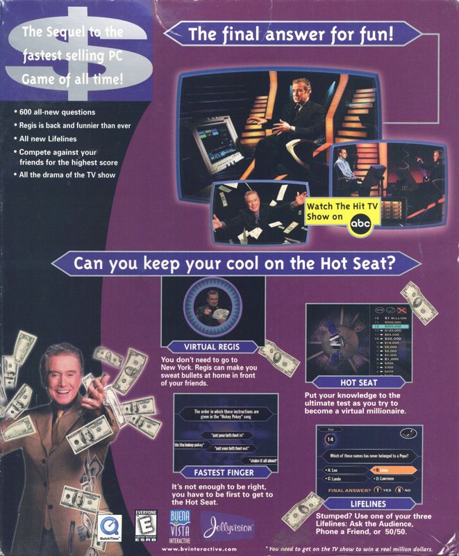 Back Cover for Who Wants to Be a Millionaire: 2nd Edition (Windows)