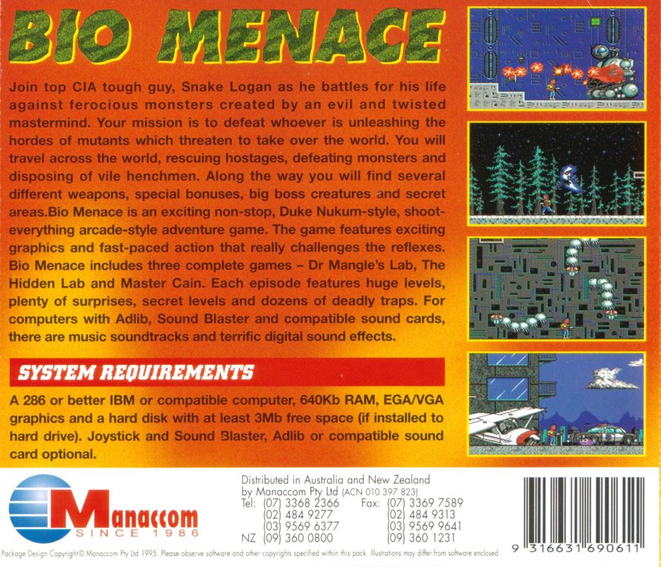 Other for Bio Menace (DOS): Jewel Case - Back
