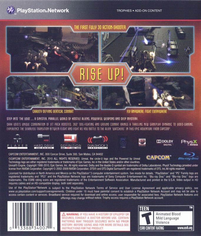 Back Cover for Dark Void (PlayStation 3)
