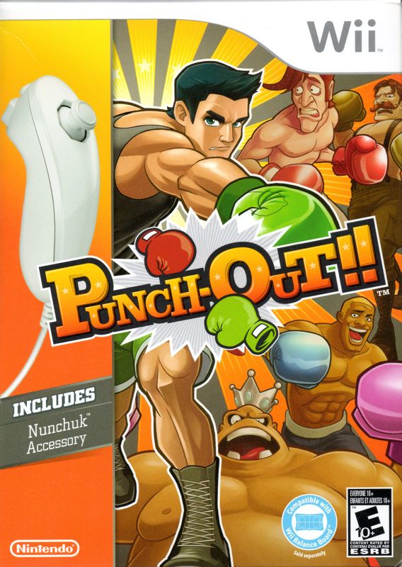Front Cover for Punch-Out!! (Wii) (Bundle release with a Wii Nunchuck.)