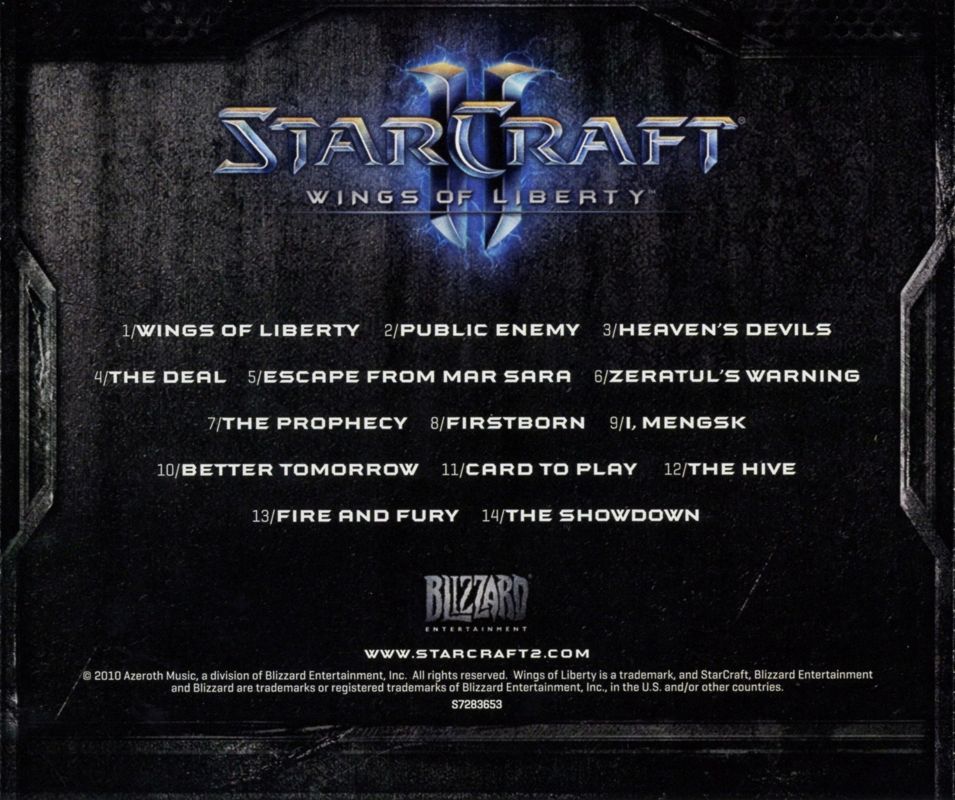 Soundtrack for StarCraft II: Wings of Liberty (Collector's Edition) (Macintosh and Windows): Jewel Case - Back