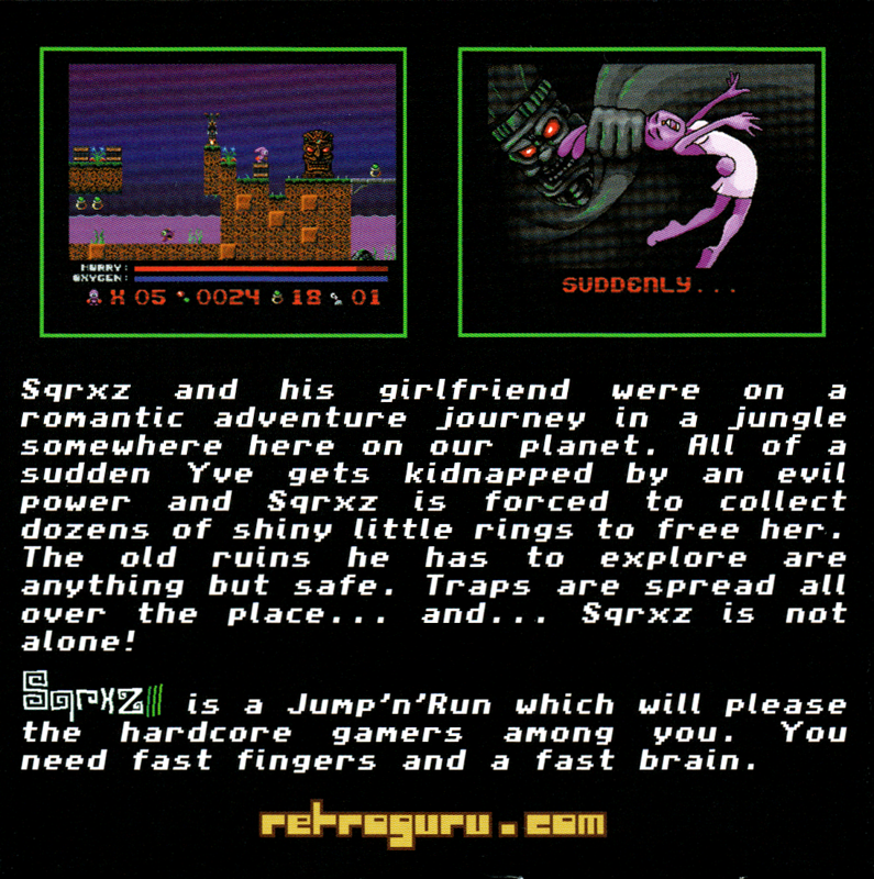 Back Cover for Sqrxz III (Amiga) (Originally released at "6. Retrobörse / Rosenheim")