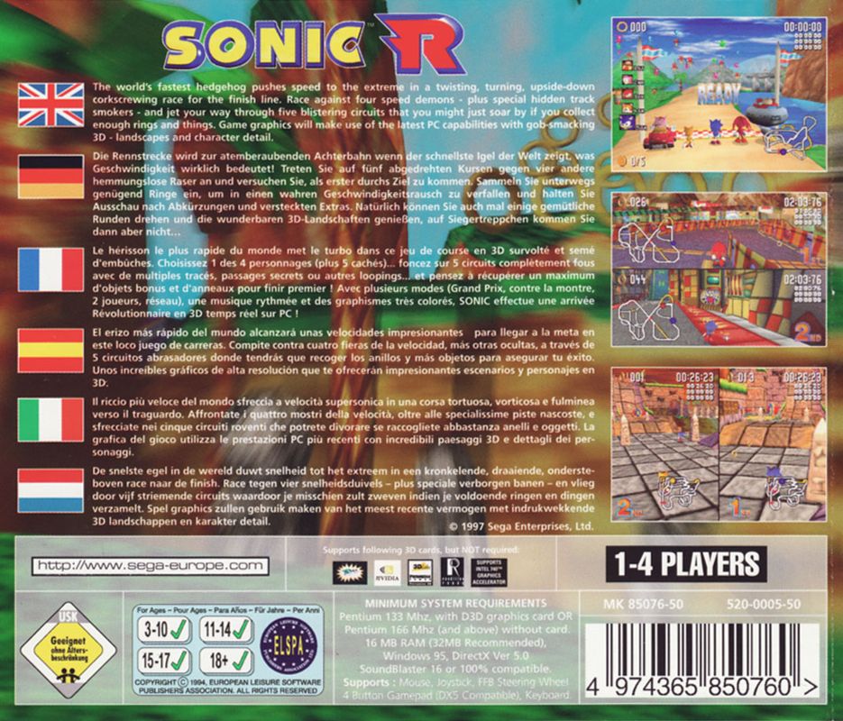 Sonic R Cover Or Packaging Material - MobyGames