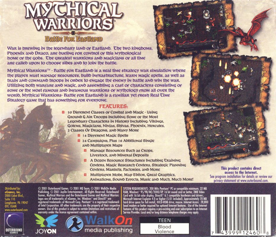 Back Cover for Mythical Warriors: Battle for Eastland (Windows)