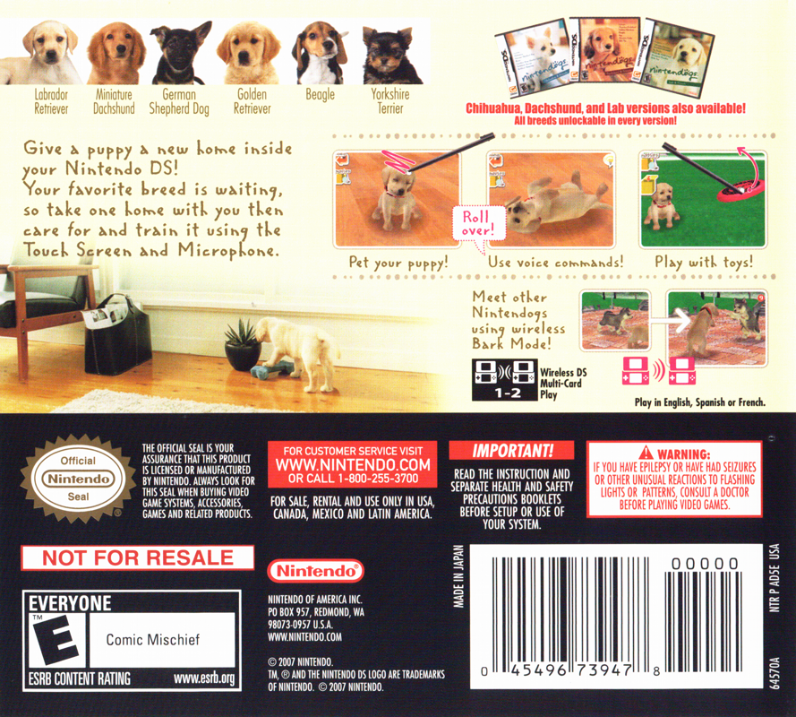 Nintendo DS Lite (Nintendogs Best Friends) (included game) cover or