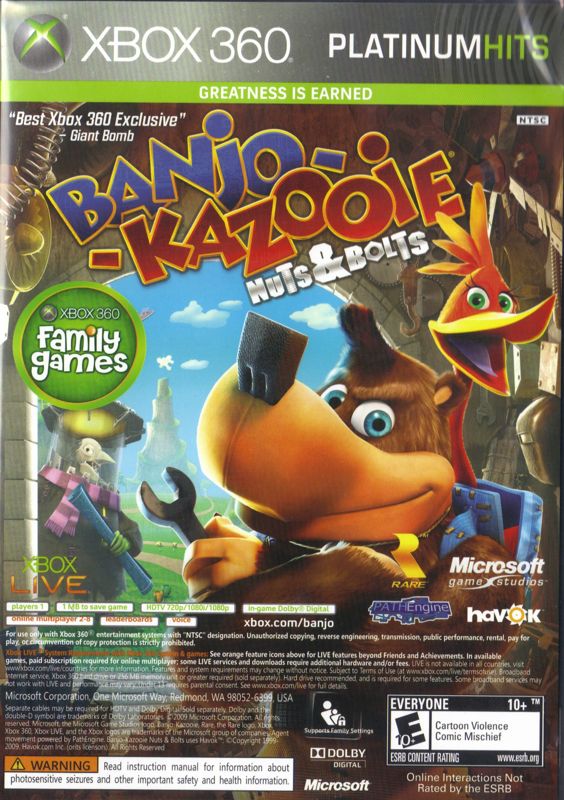 Banjo-Kazooie: Nuts & Bolts (Xbox 360, 2008) Complete With Manual and  Foldout