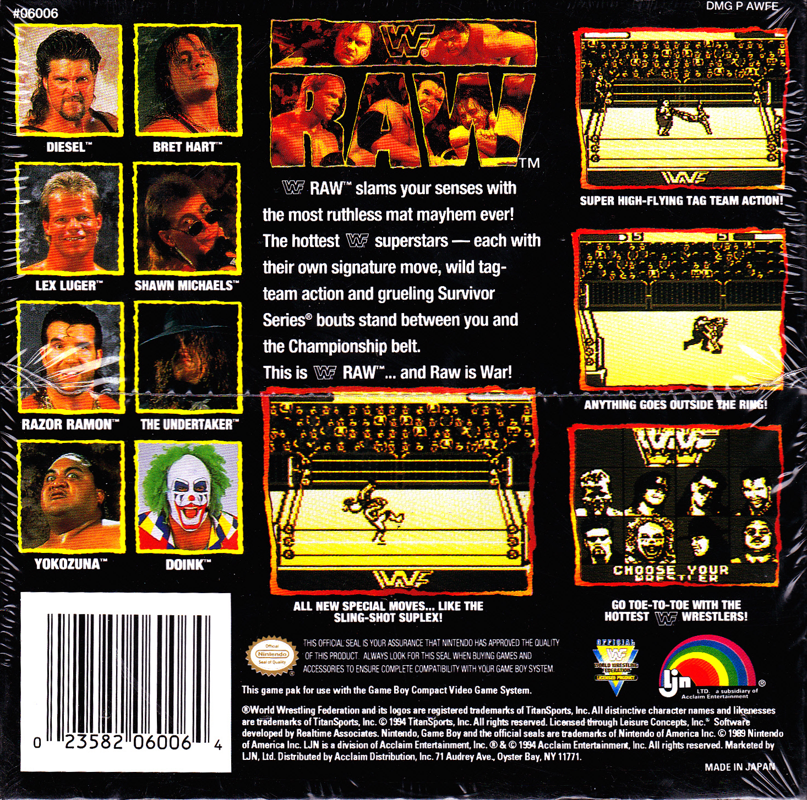 Back Cover for WWF Raw (Game Boy)