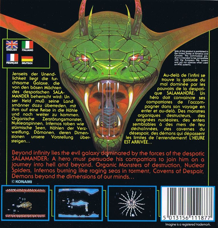 Back Cover for Life Force (Commodore 64)