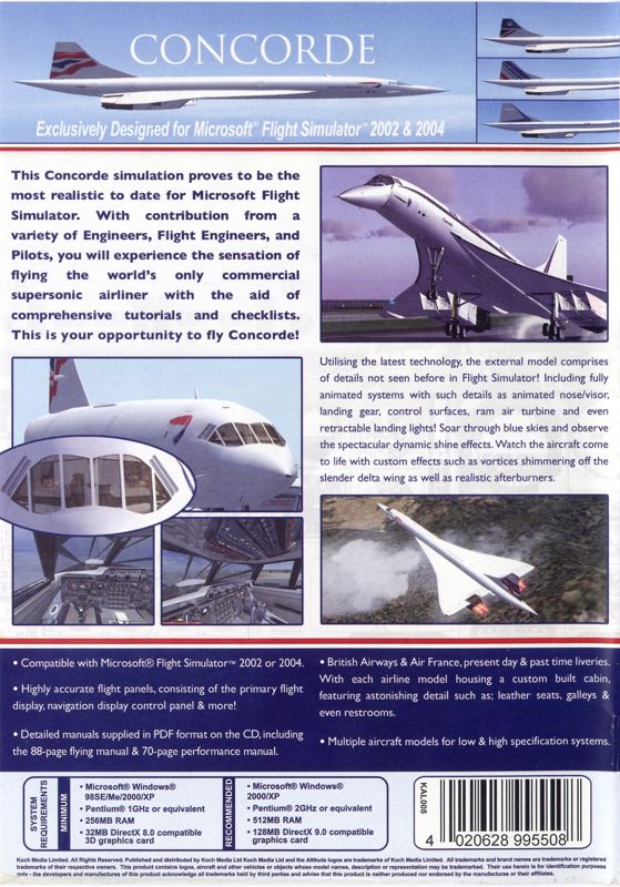 Back Cover for Concorde (Windows)