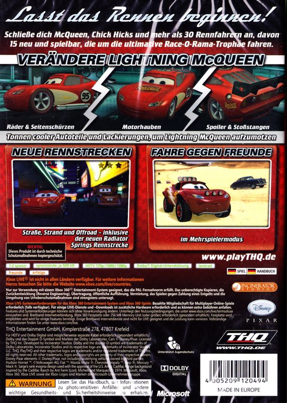 Back Cover for Disney•Pixar Cars: Race-O-Rama (Xbox 360)