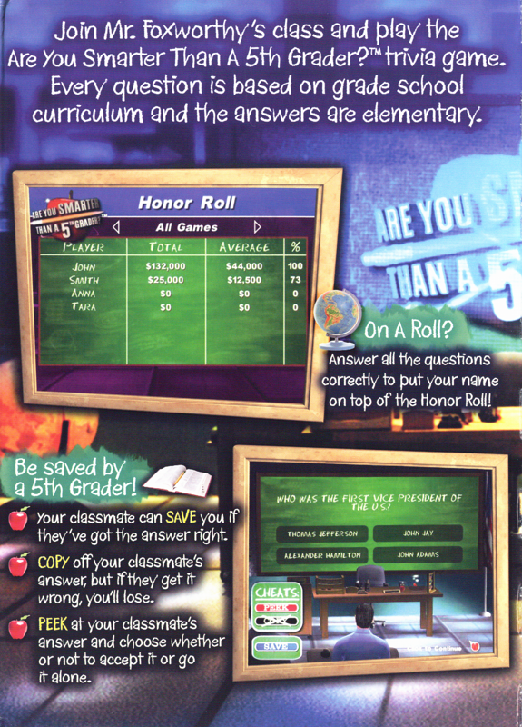 Inside Cover for Are You Smarter Than a 5th Grader?: Make the Grade (Windows): Left
