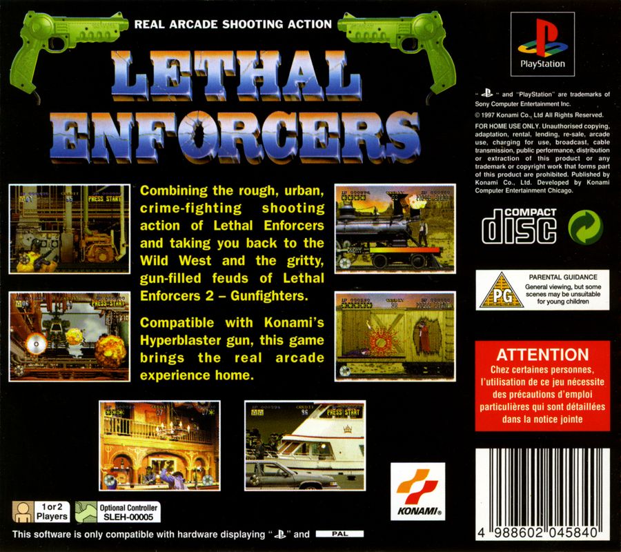 Back Cover for Lethal Enforcers I & II (PlayStation)
