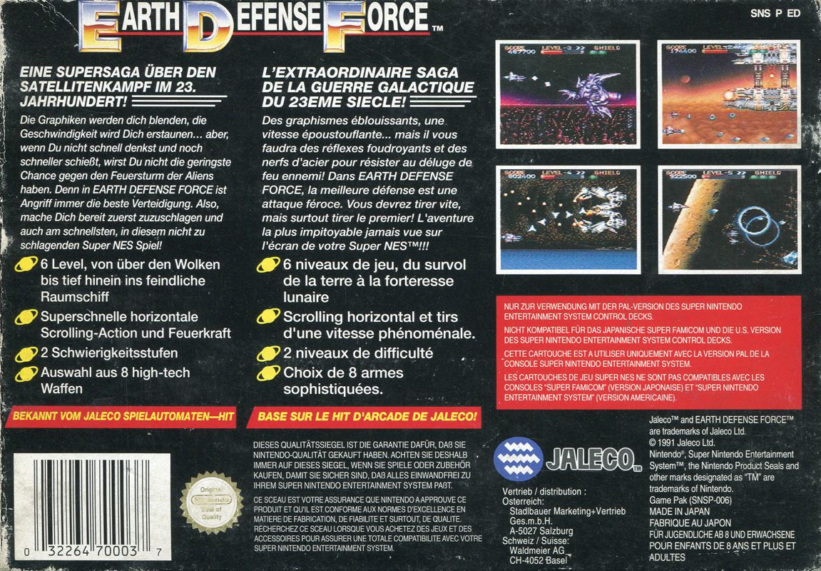 Back Cover for Earth Defense Force (SNES)