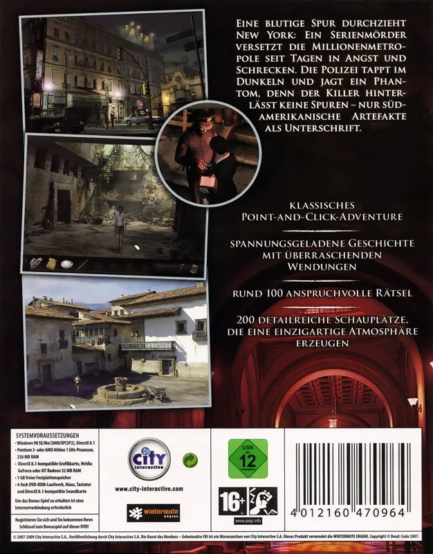 Back Cover for Art of Murder: FBI Confidential (Windows) (Software Pyramide release)