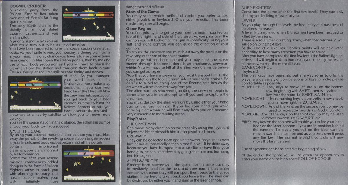 Manual for Cosmic Cruiser (ZX Spectrum)