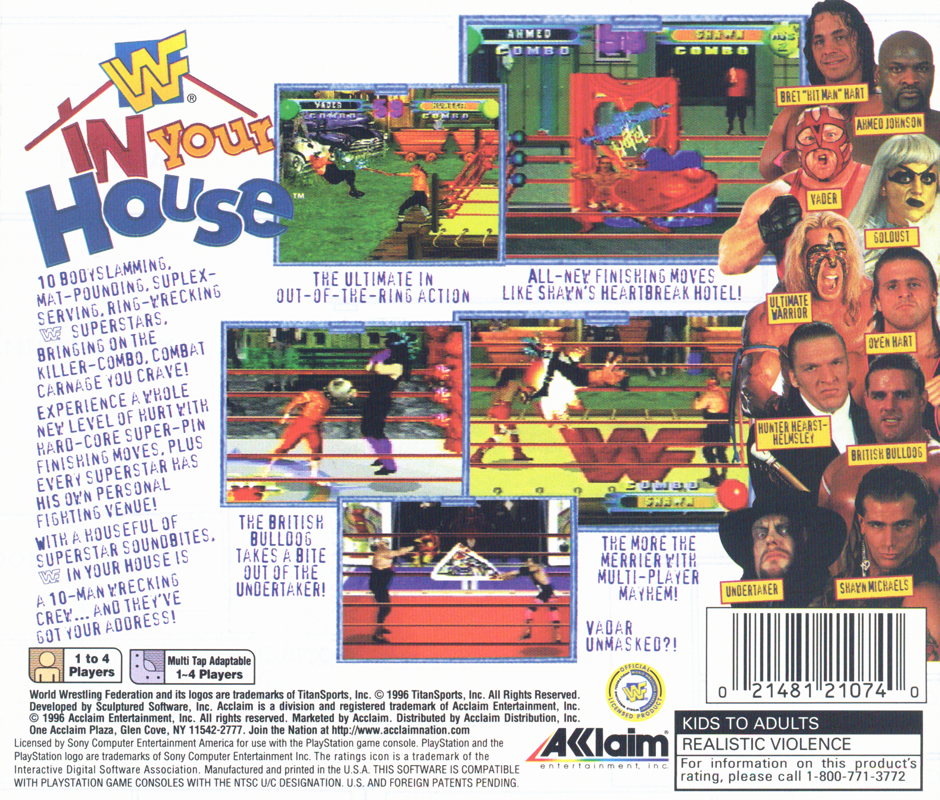 Back Cover for WWF in Your House (PlayStation)