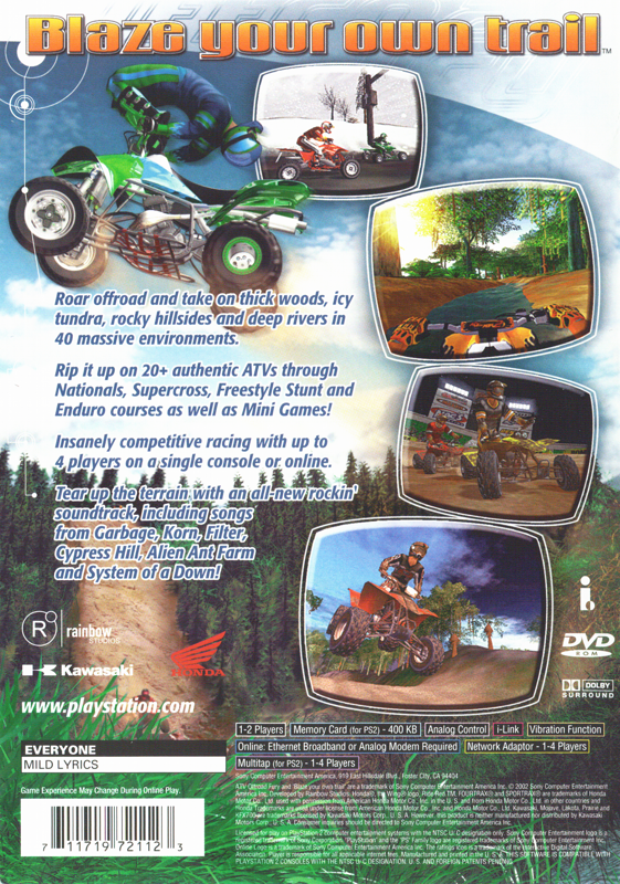 Back Cover for ATV Offroad Fury 2 (PlayStation 2)