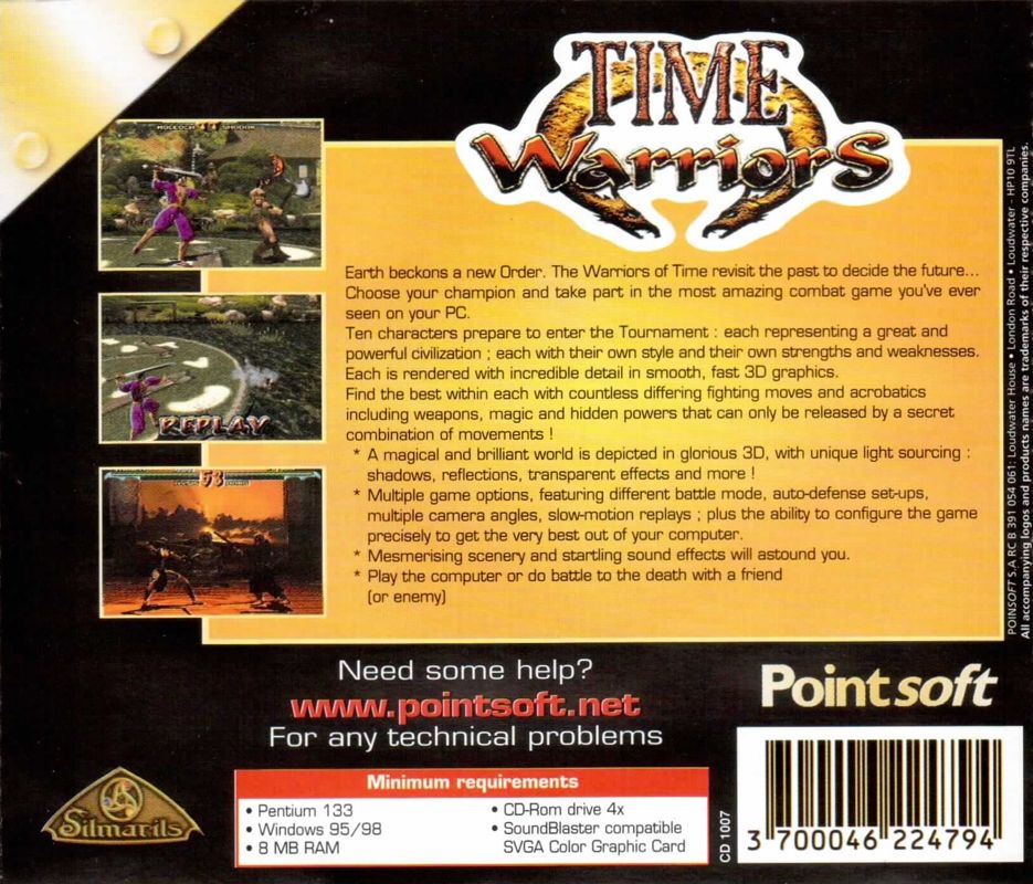 Back Cover for Time Warriors (Windows) (Pointsoft release)