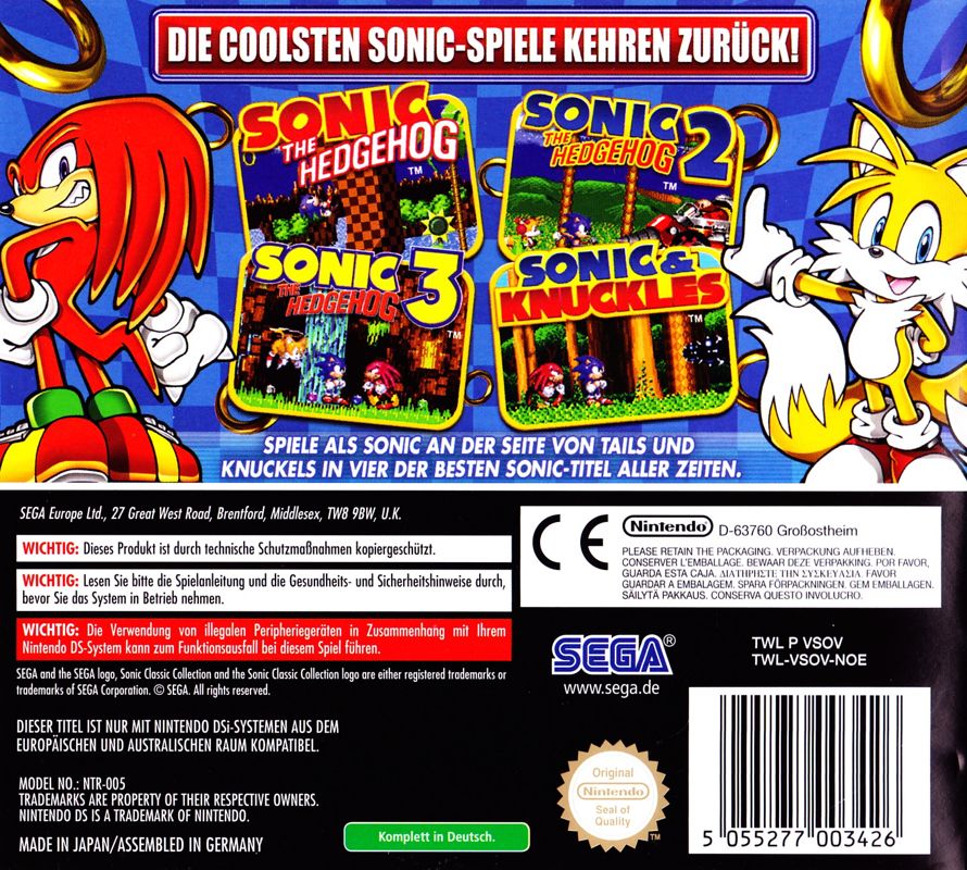 Sonic Classic Collection cover or packaging material - MobyGames