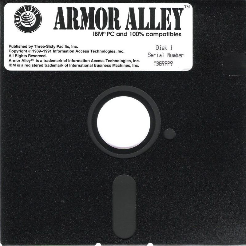 Media for Armor Alley (DOS): 5.25" Disk 1/2