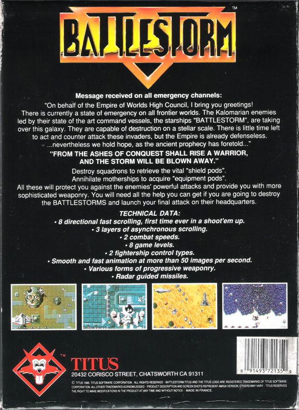 Back Cover for Battlestorm (DOS)