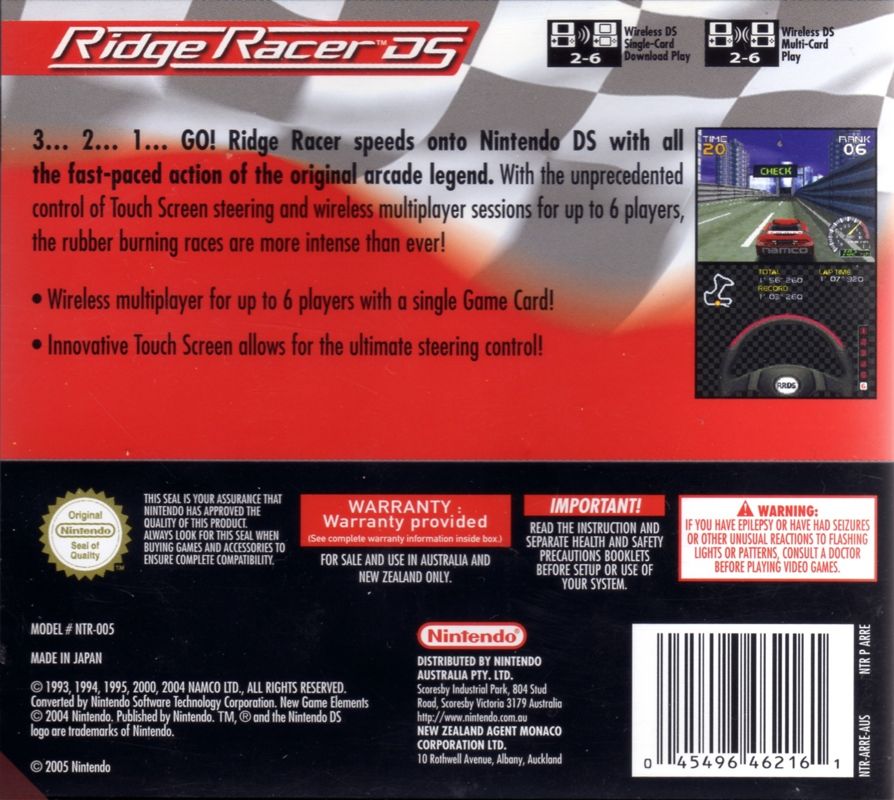 Back Cover for Ridge Racer DS (Nintendo DS)