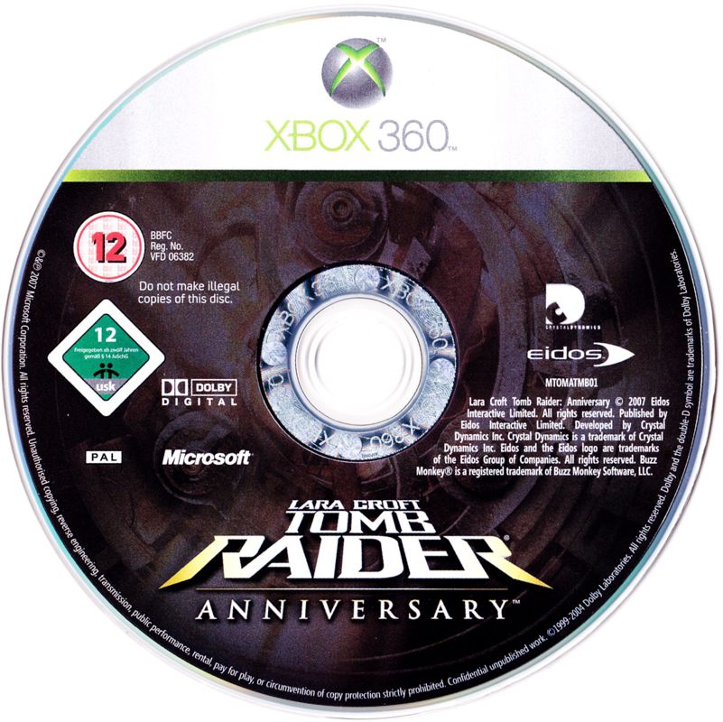 Media for Lara Croft: Tomb Raider - Anniversary (Xbox 360): Game Disc