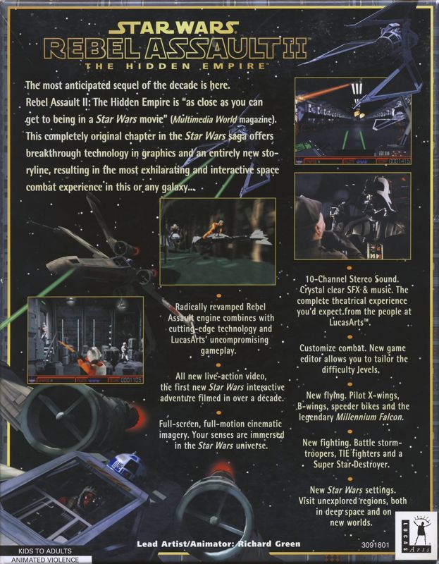 Back Cover for Star Wars: Rebel Assault II - The Hidden Empire (DOS)