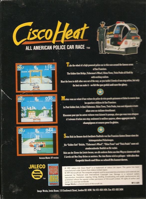 Back Cover for Cisco Heat: All American Police Car Race (Amiga)