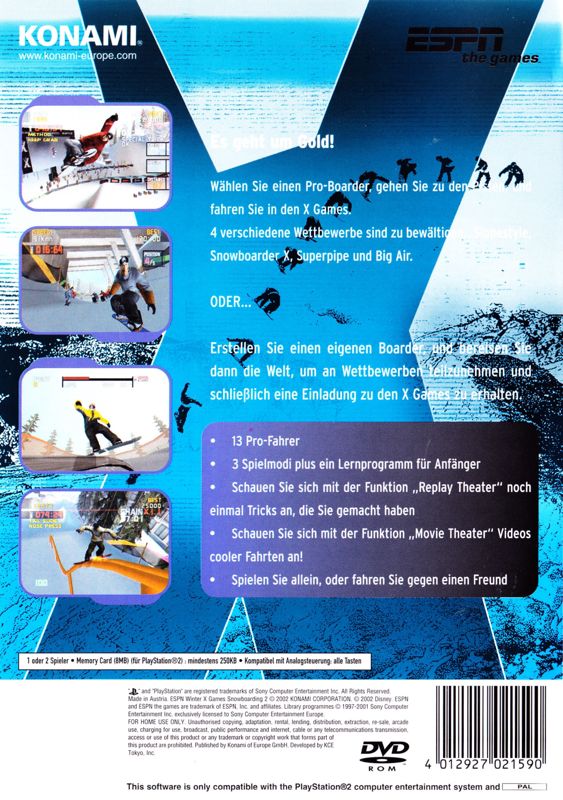 ESPN Winter X Games Snowboarding 2002 cover or packaging material