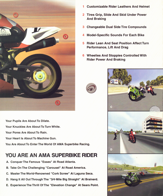 Inside Cover for AMA Superbike (Windows): Right Flap